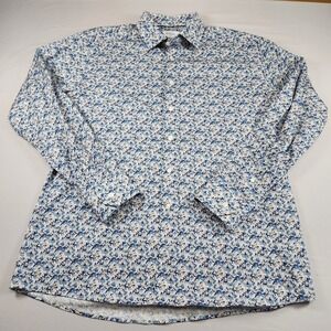 Eton Mens Dress poplin Shirt 18 46 Slim Long Sleeve Button Up floral